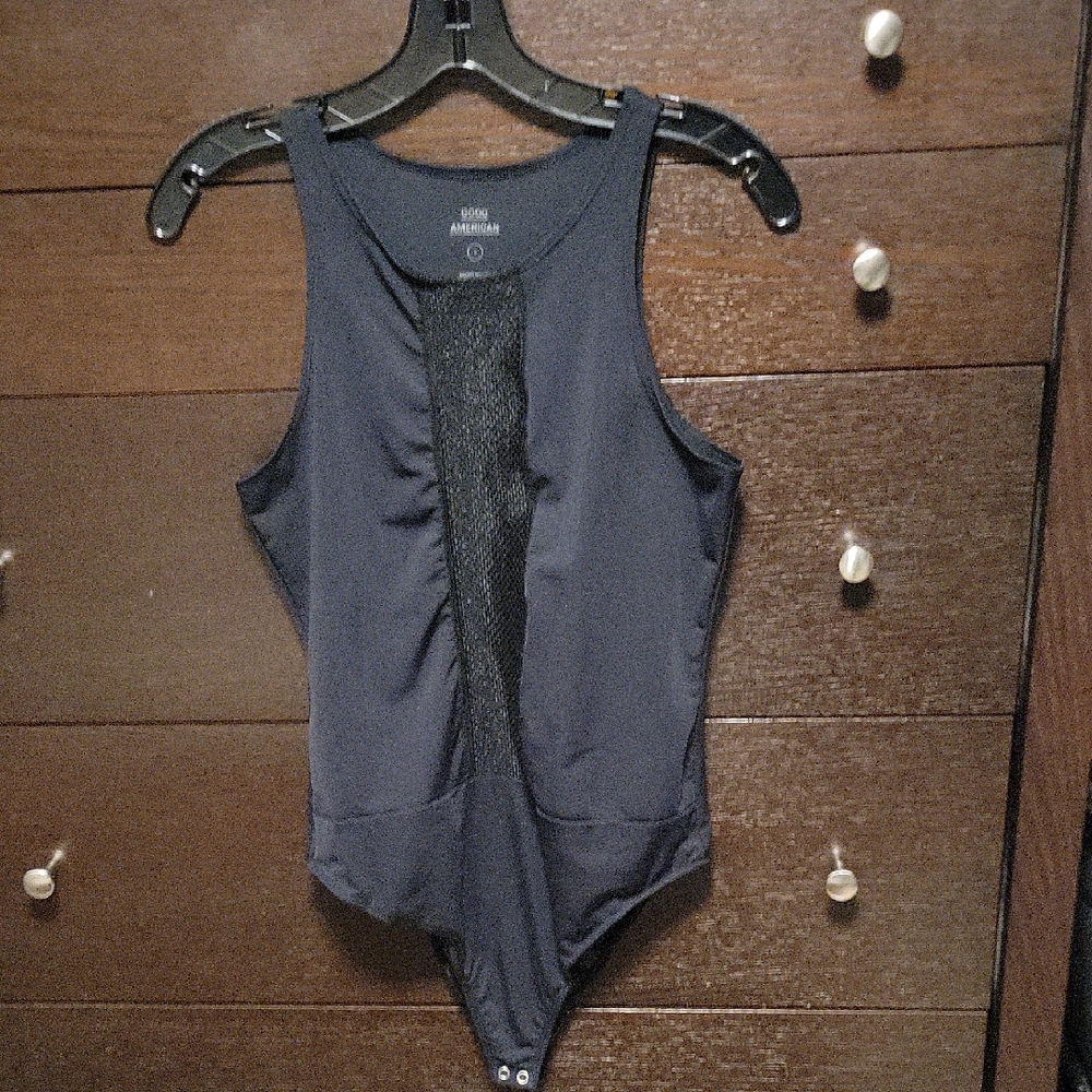 Good American Black High Neck Tank Body Size 3